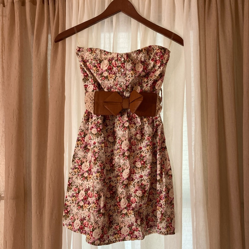 Floral Mini Dress with Belt